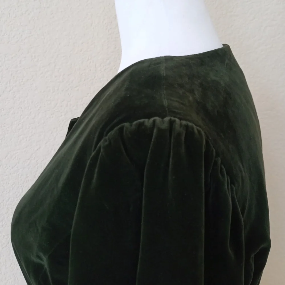 🤍 Saint Laurent vintage 1970s dark green velvet Victorian-inspired blaze - Picture 6 of 10